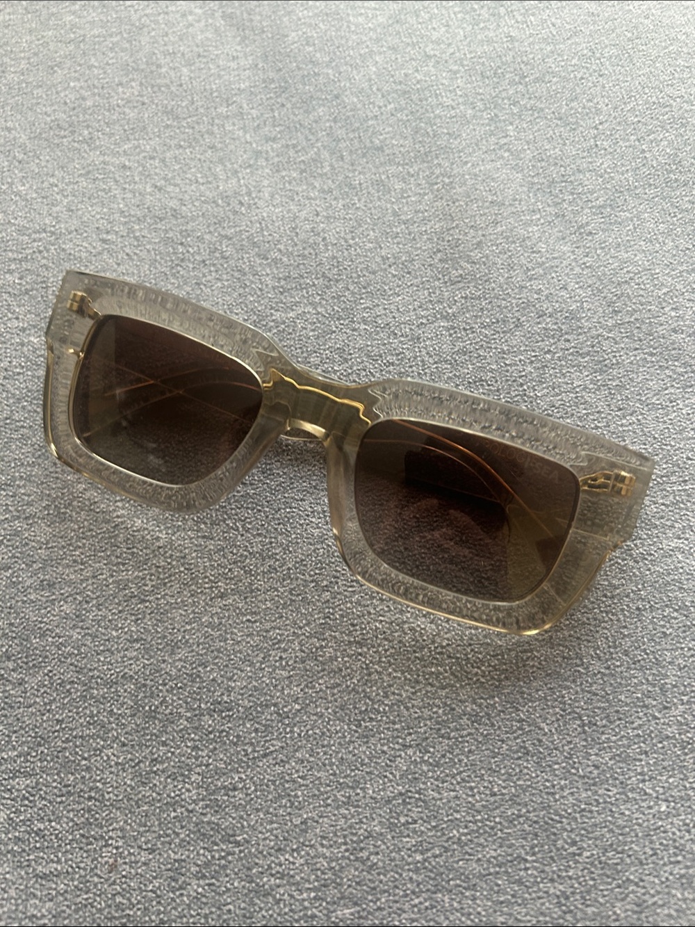 EUC Anthropologie Clear Taupe Square Sunglasses with Brown Lenses I-Sea